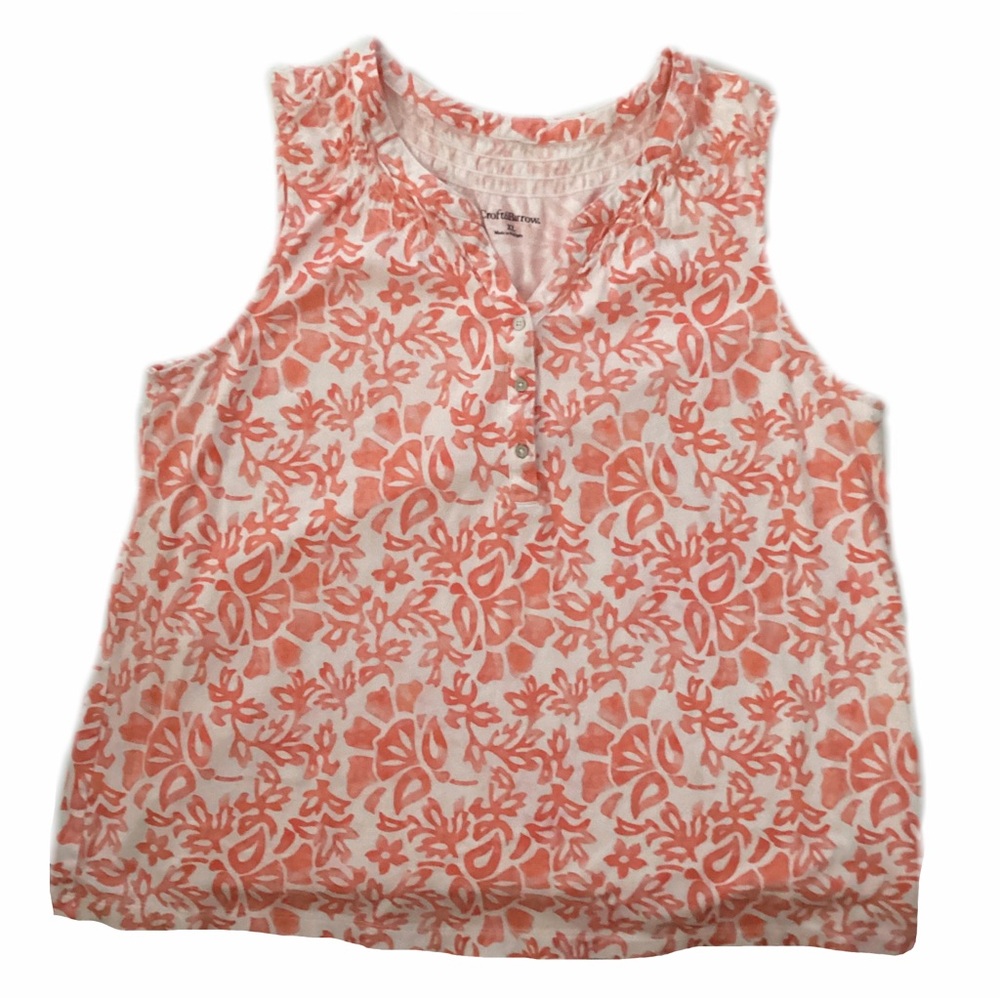 4/$15 💗 Croft & Barrow Size XL Orange White Floral Patterned Flowy Tank Top